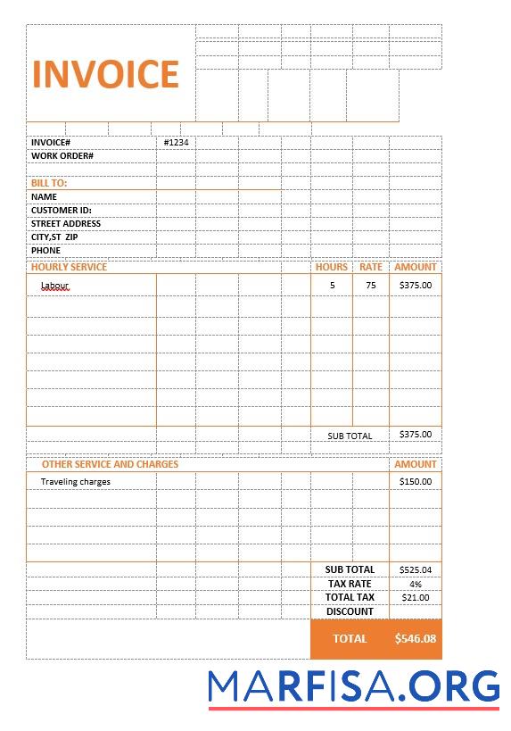 Blank Consultancy Service Invoice Template
